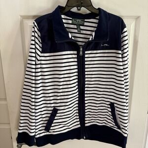 Lauren Ralph Lauren Active  Women's Zip Up Jacket Striped Sailor Preppy 2x